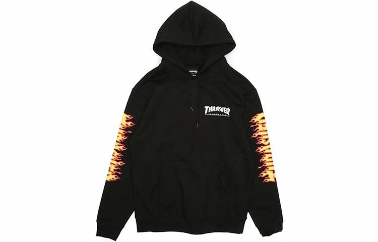 Thrasher Black Yellow Flame Hoodie