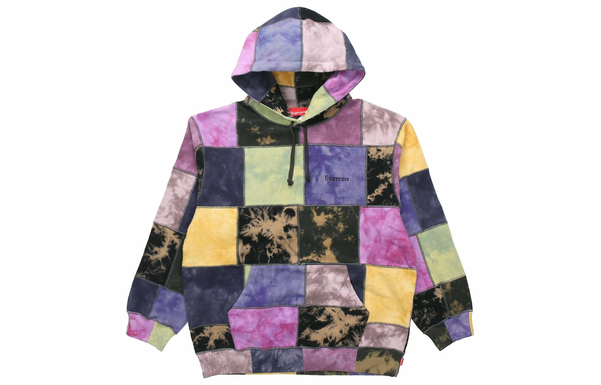 Supreme SS19 Patchwork Tie Dye Hooded Sweatshirt