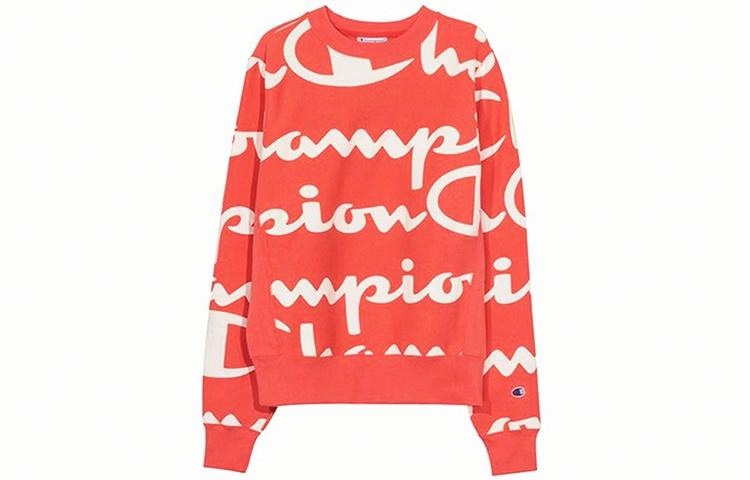 Champion Printed Logo Crewneck Sweatshirt Orange