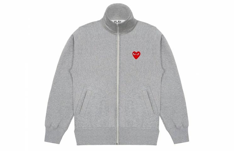 CDG Play Heart Zip-Up Sweatshirt Gray