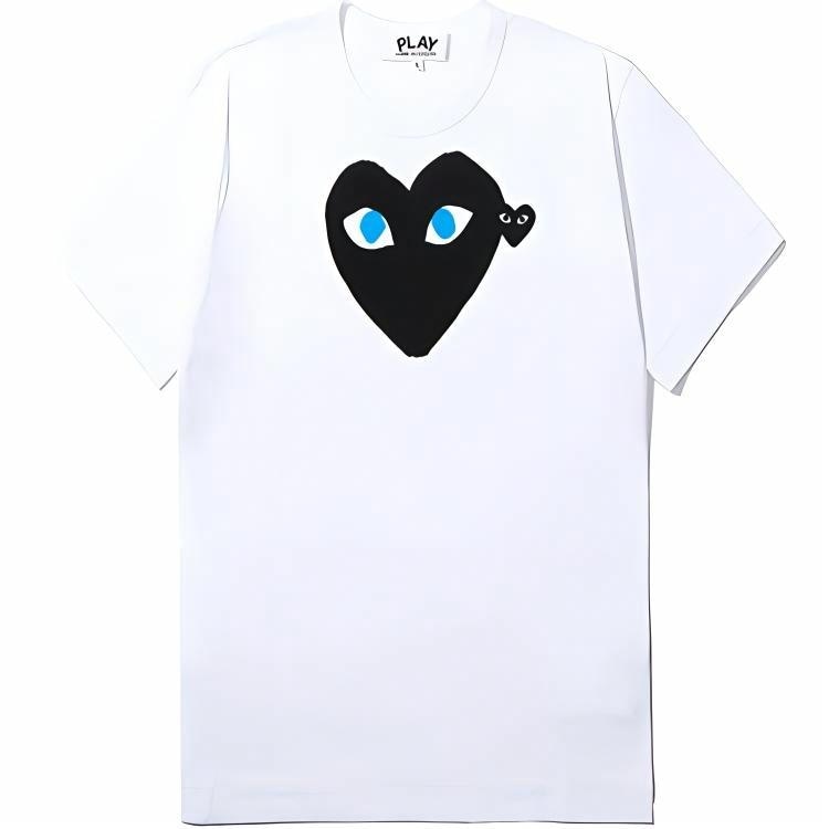 CDG Play Black Heart Green Eyes T-Shirt White