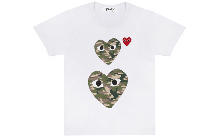 CDG Play Camo Heart T-Shirt White