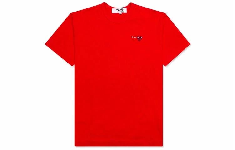CDG Play Double Heart T-Shirt Red