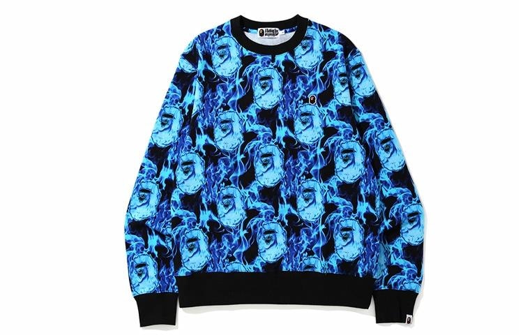 A BATHING APE BAPE Flame Wide Crewneck