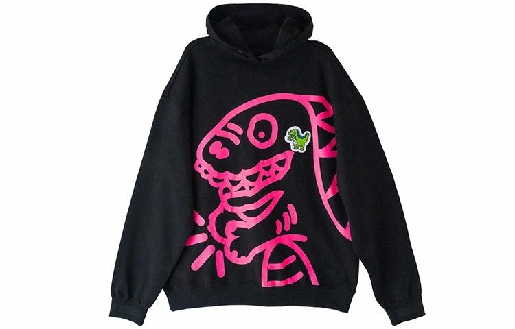 Corade Fluorescent Dinosaur Hoodie Black