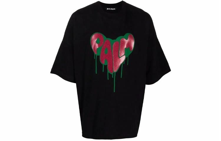 Футболка Palm Angels Heart Print T-Shirt Black