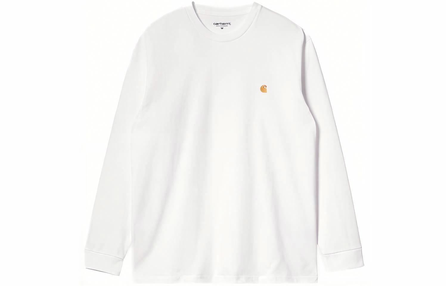 Carhartt WIP Logo Embroidered Long Sleeve Tee White