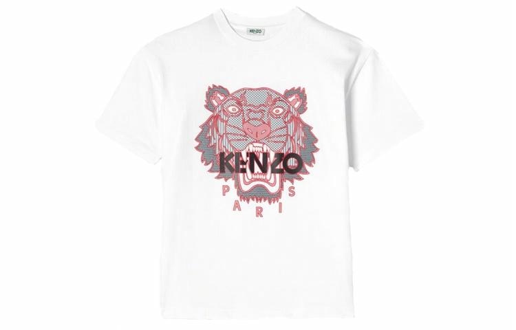 KENZO Tiger Head Print Cotton T-Shirt White