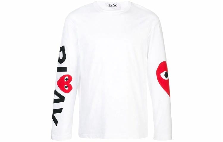 CDG Play Long Sleeve Tee White