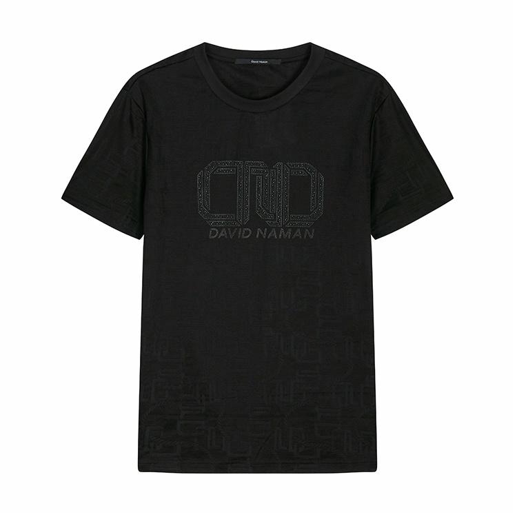 DAVID NAMAN Logo Jacquard T-Shirt Black