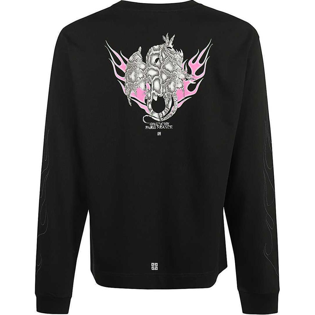 Givenchy/纪梵希 Givenchy SS24 Logo Flame Print Long Sleeve T-Shirt Black