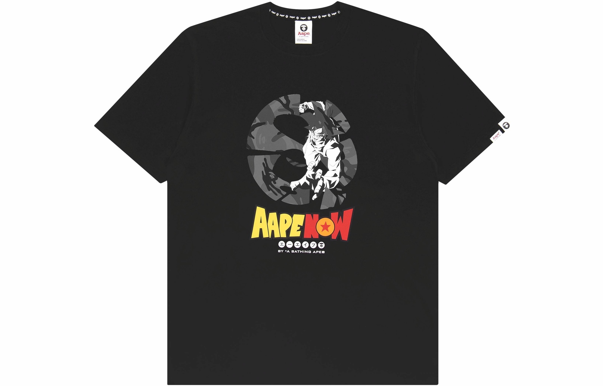 Aape x Dragon Ball Super Black Goku Logo T-Shirt