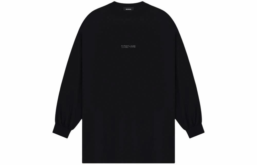 Футболка We11Done SS24 Rhinestone Dot Logo Oversized Long Sleeve Tee Black