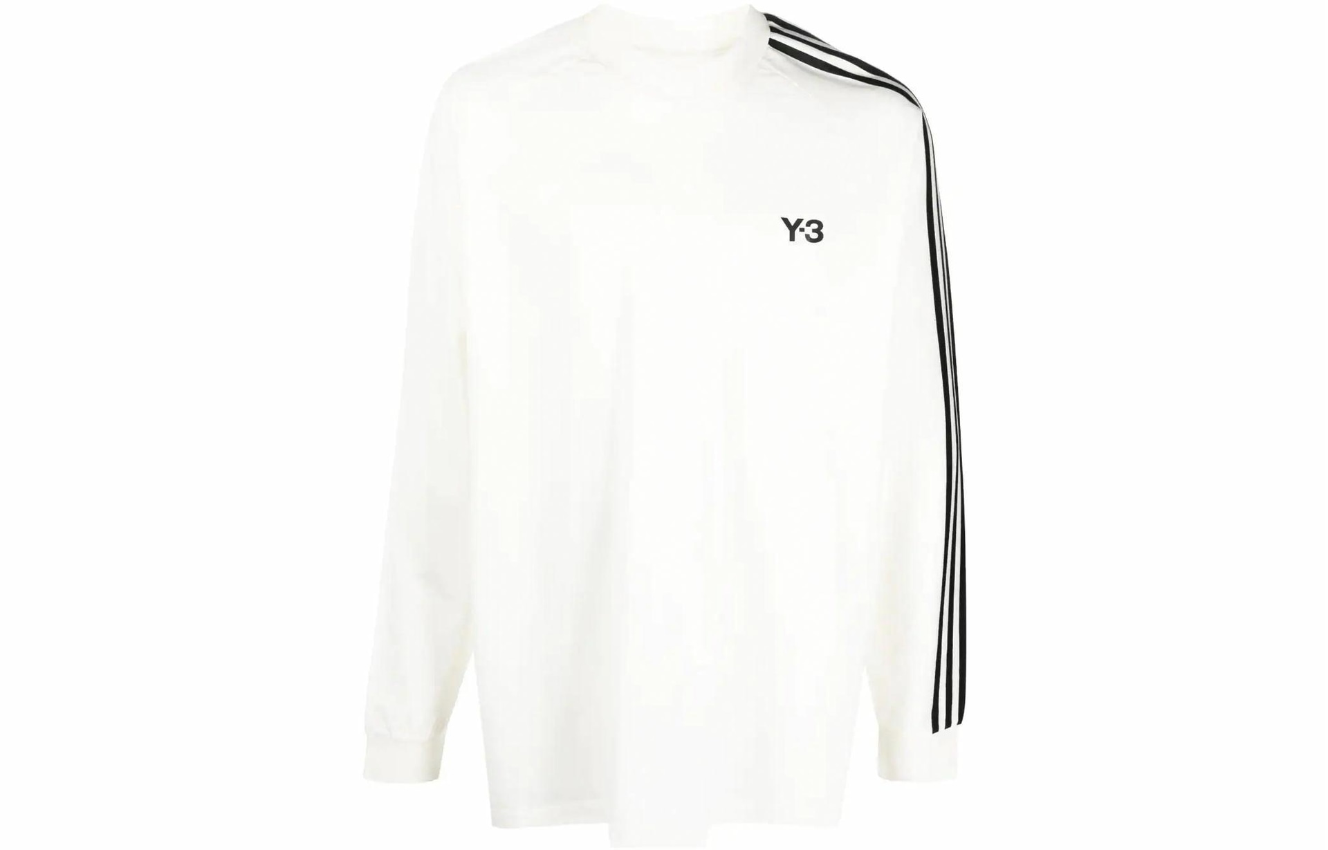 Y-3 Striped Crewneck Long Sleeve Tee White