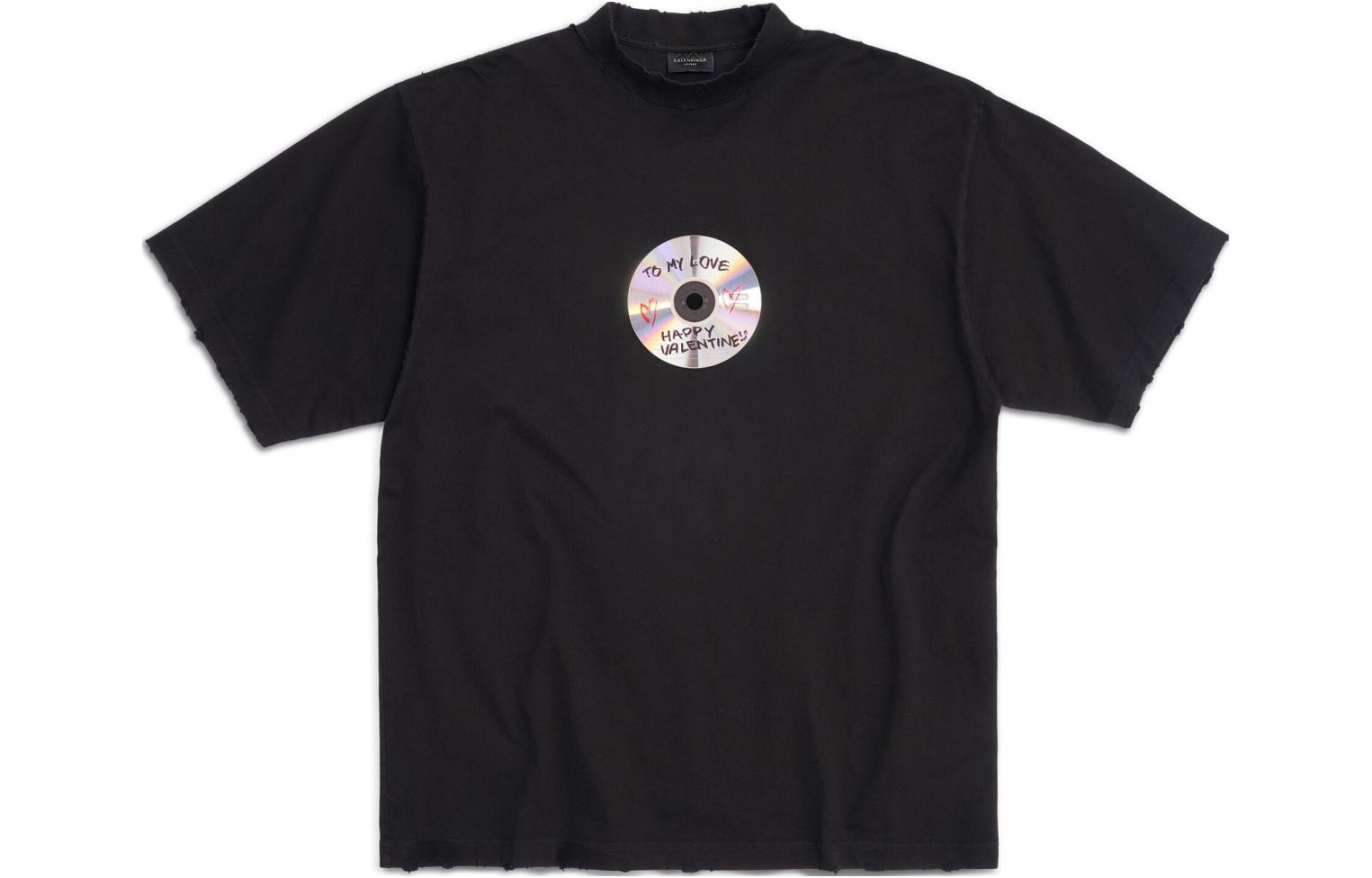 Футболка Balenciaga Letter Disc Print T-Shirt Black