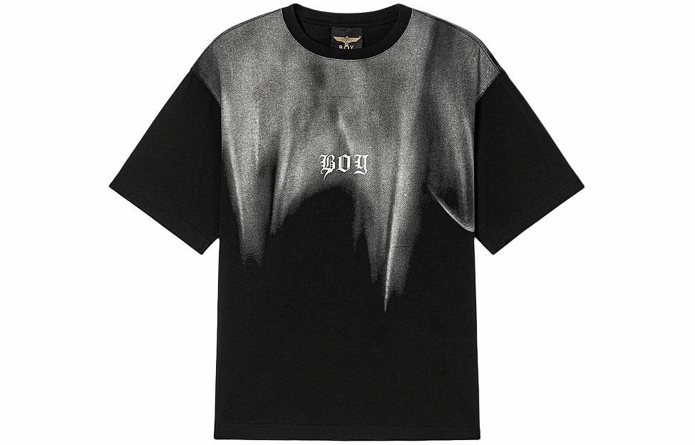 Boy London Irregular Rhinestone Wing Print T-Shirt Black