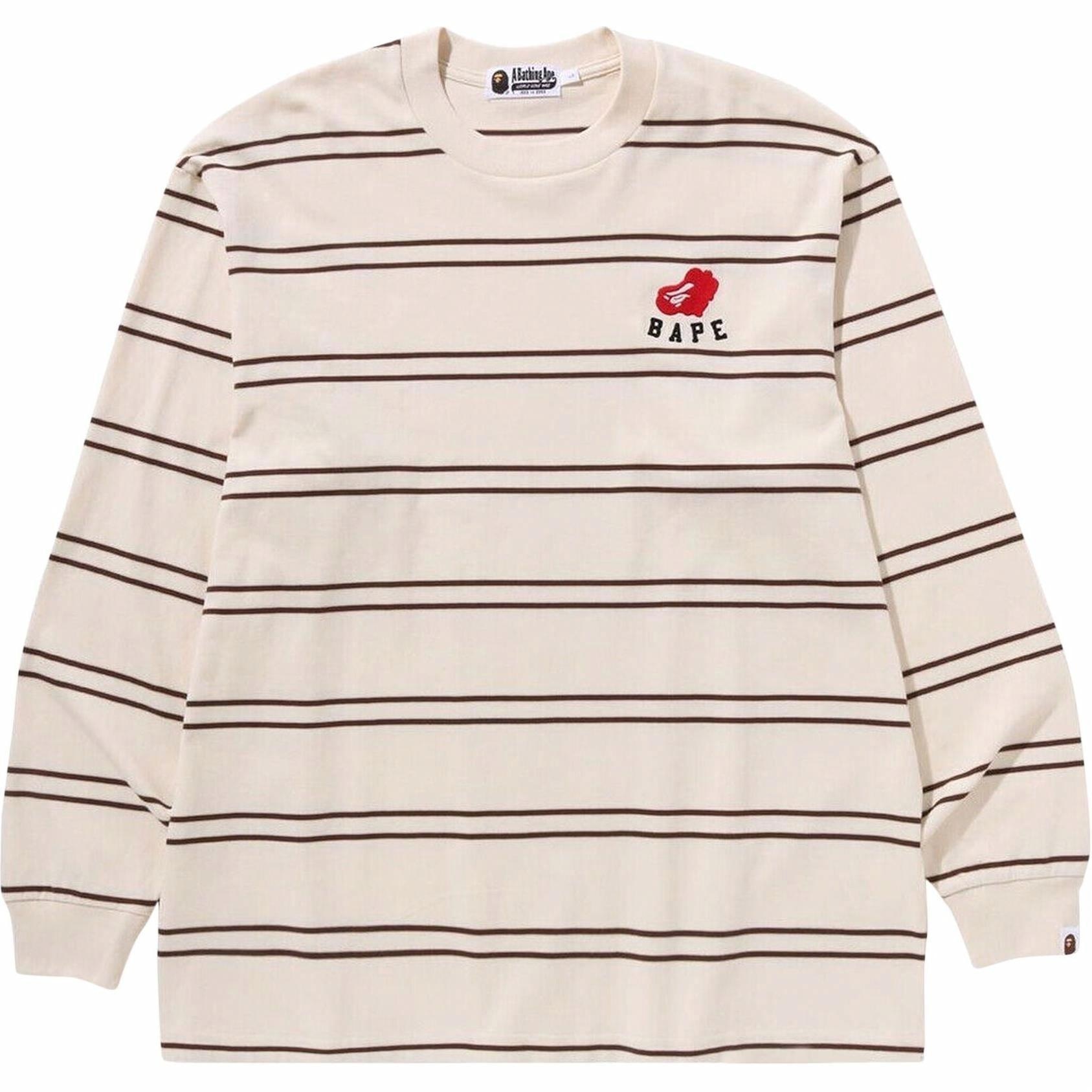 A BATHING APE Logo Stripe Long Sleeve T-Shirt — фото 3