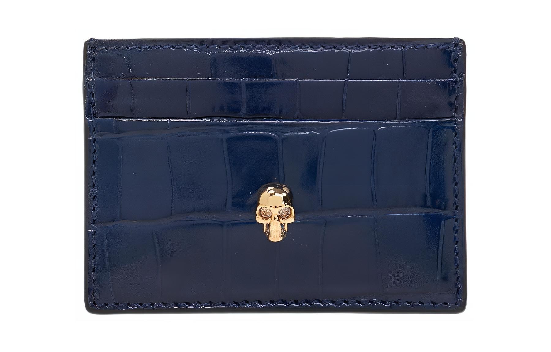 Alexander McQueen Skull Card Holder Navy