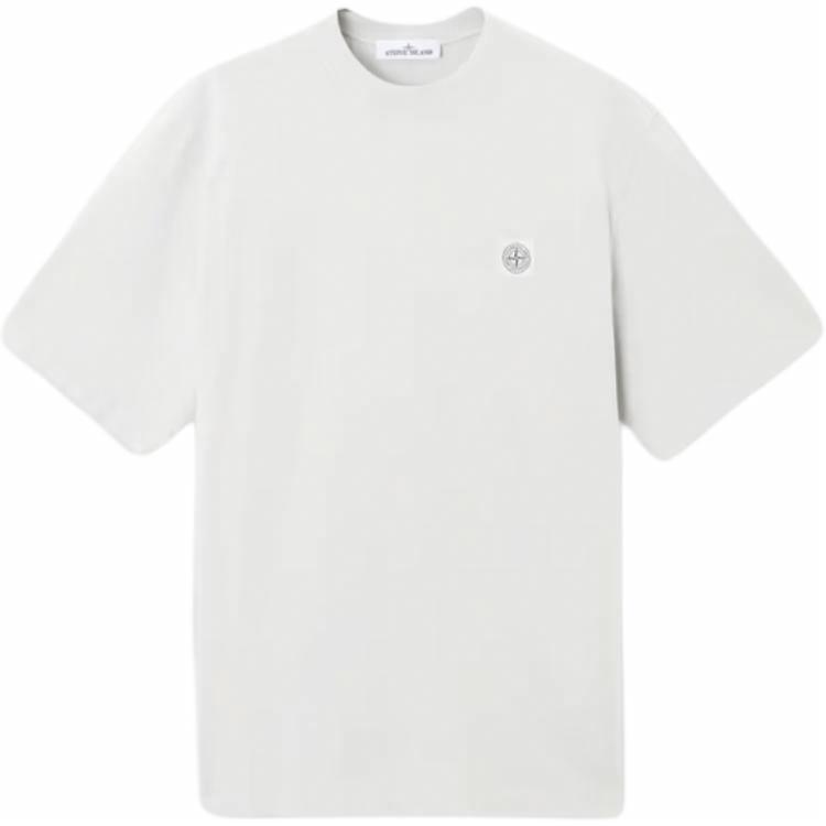 Stone Island Patch Crew Neck T-Shirt Gray White