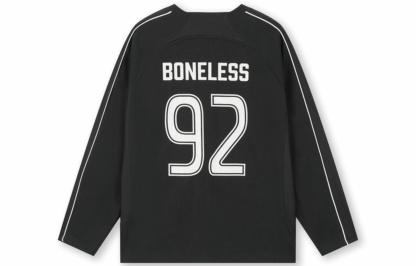 Boneless Colorblock Loose Long Sleeve Tee Black — фото 1