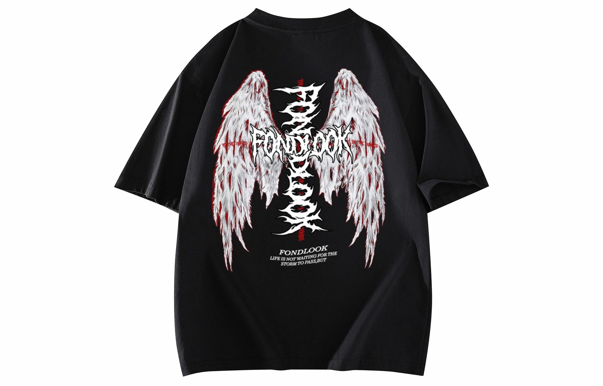 FONDLOOK Wing Cross Print T-Shirt