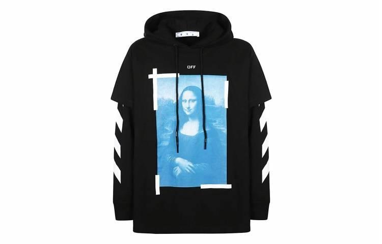 OFF-WHITE SS21 Mona Lisa Print Hoodie Black