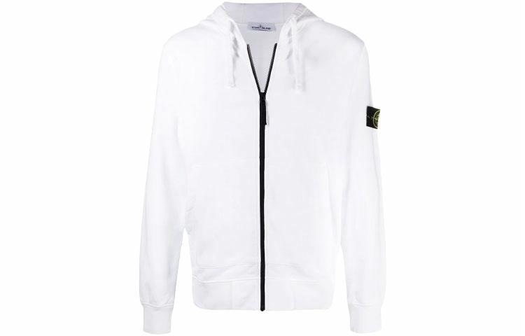 Stone Island Logo Zip Hoodie White