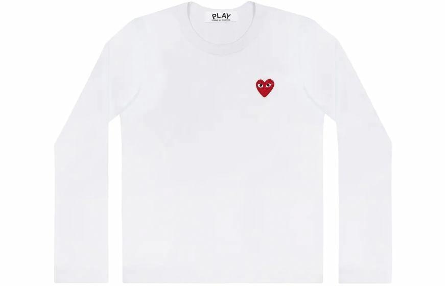 CDG Play SS24 White Long Sleeve Tee