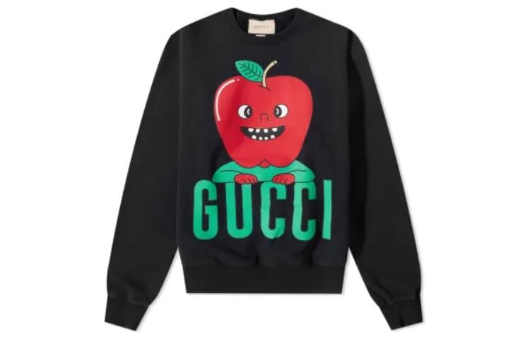 Худи Gucci SS23 Apple Logo Crewneck Sweatshirt Black