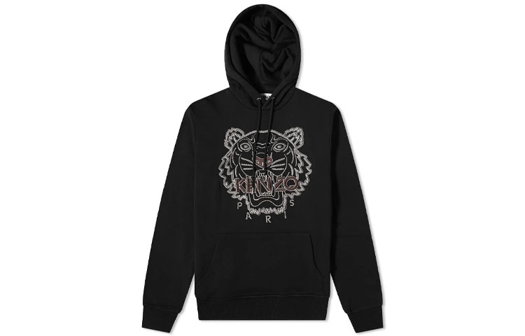 KENZO Logo Tiger Embroidery Hoodie Black