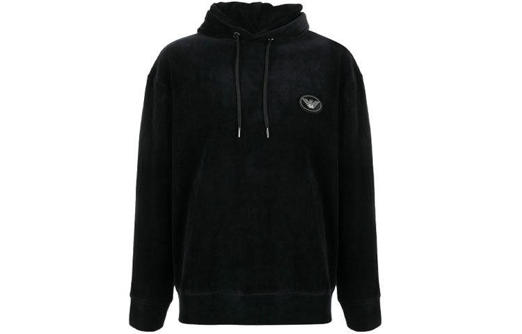 EMPORIO ARMANI/阿玛尼 Emporio Armani FW21 Velvet Hoodie Black