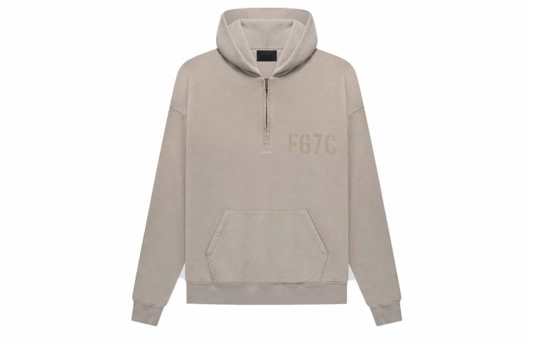 Fear of God Long Sleeve Half Zip Hoodie Vintage Paris Sky FG7C Logo