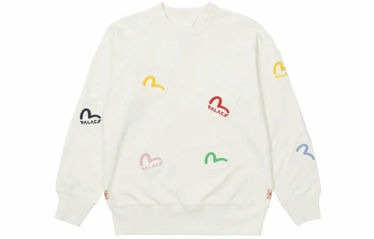 Худи PALACE x EVISU FW21 Multi Pocket Crew Egret Logo