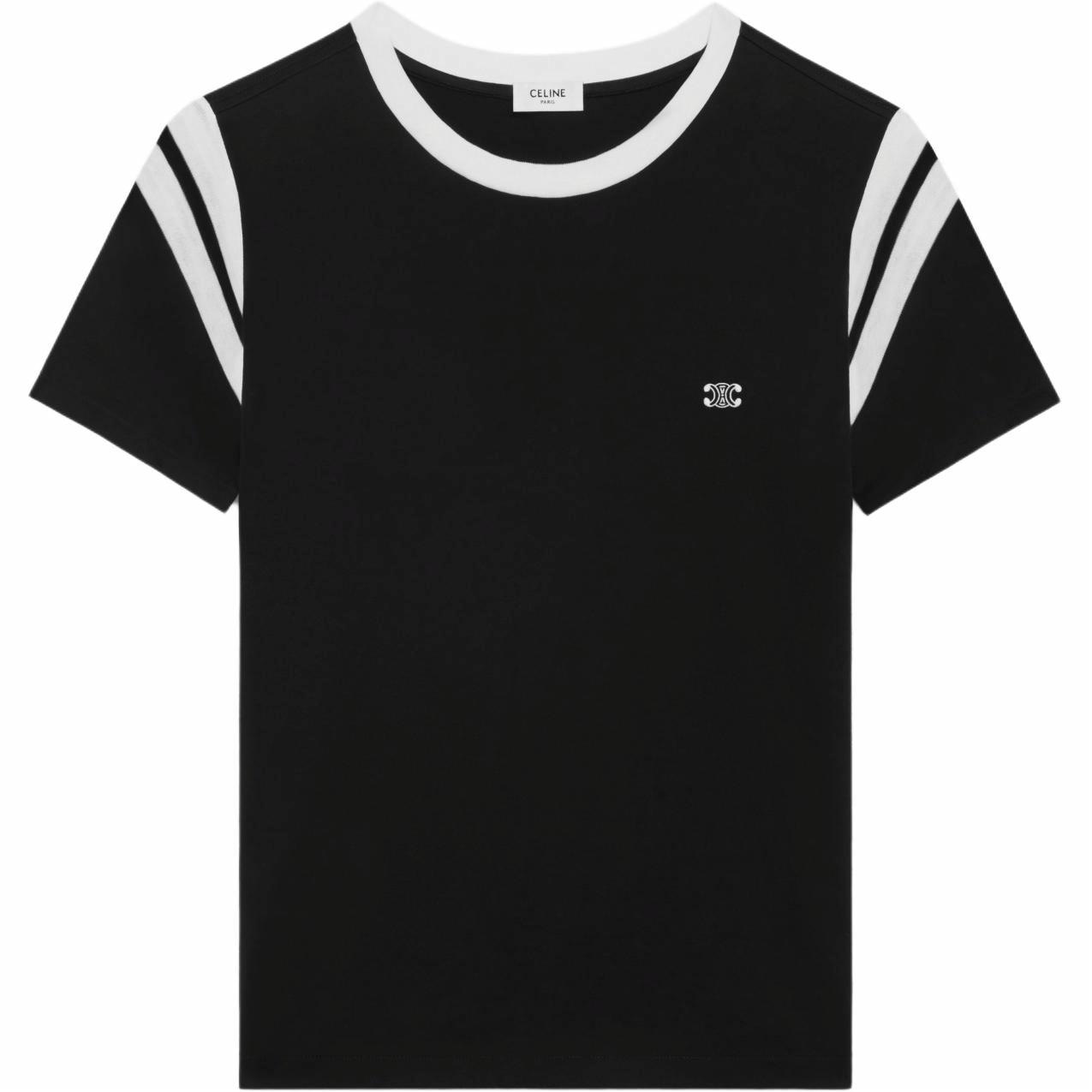 CELINE SS24 Logo Embroidered T-Shirt Black