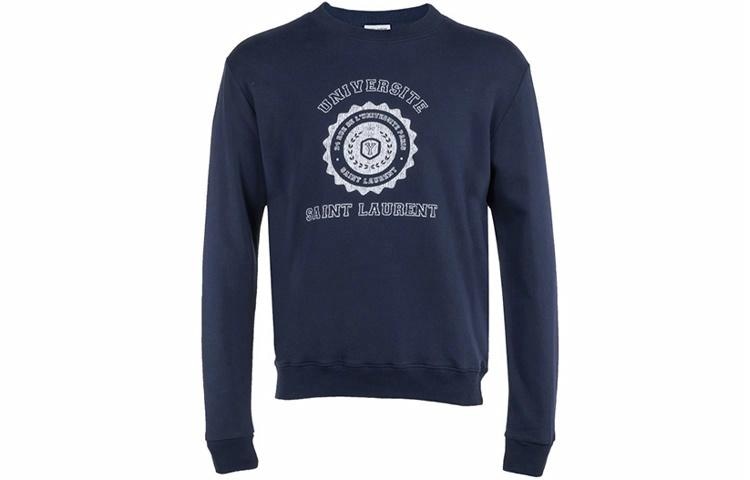 SAINT LAURENT/圣罗兰 Saint Laurent Logo Crewneck Sweatshirt Navy