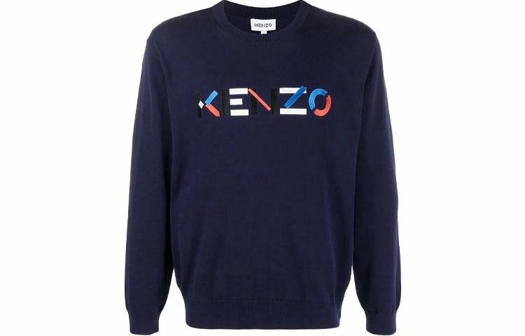 KENZO Logo Embroidered Pullover Blue