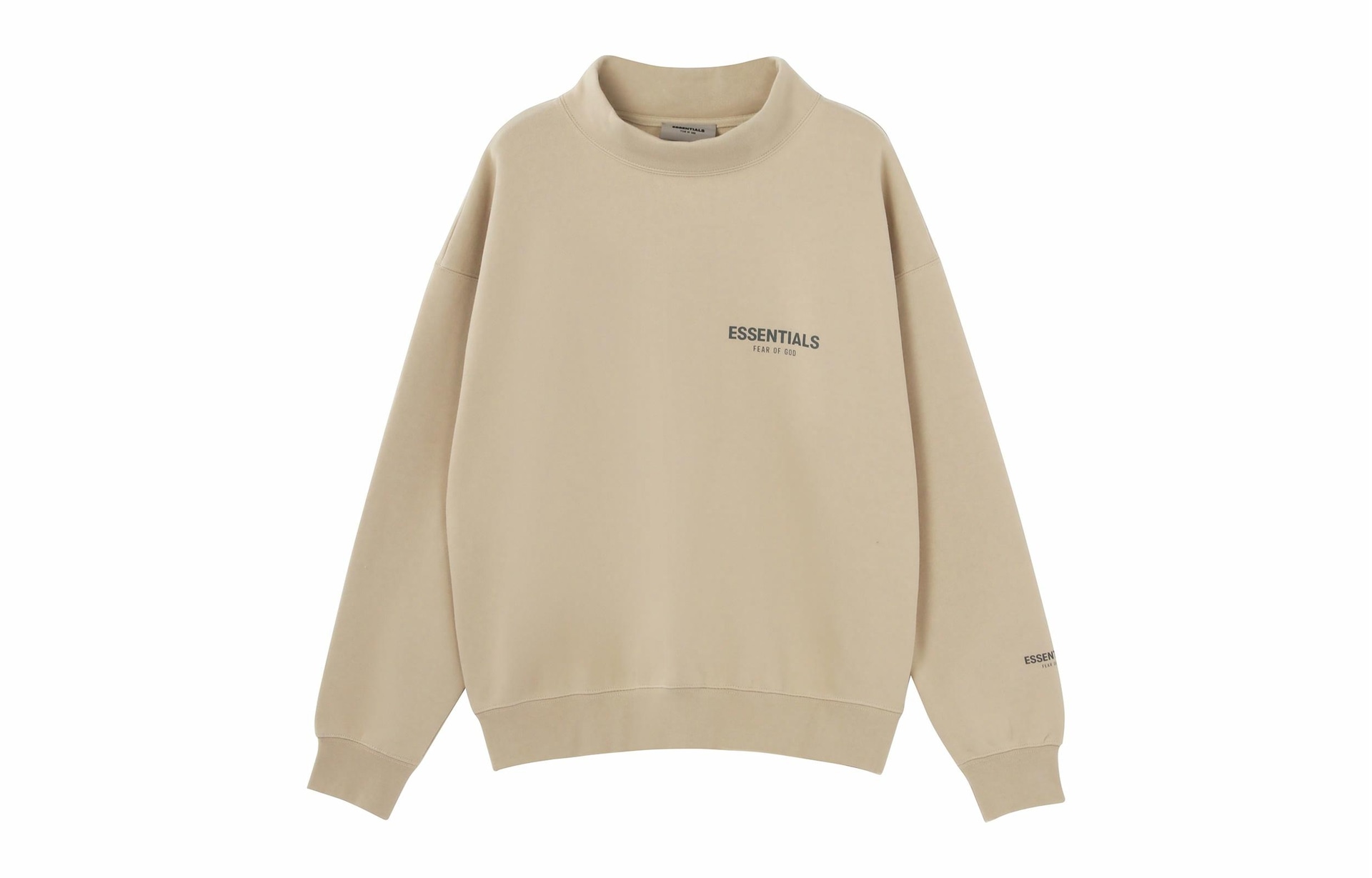 Fear of God Essentials FW21 Mock Neck Sweatshirt BeigeLinen Logo