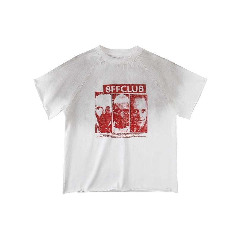 8FF Vintage Digital Letter Print T-Shirt