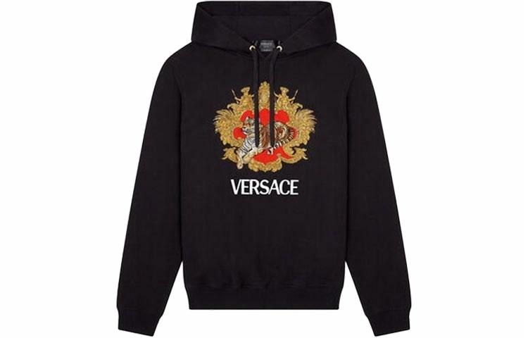 VERSACE/范思哲 Versace SS22 Tiger Embroidered Hoodie Black