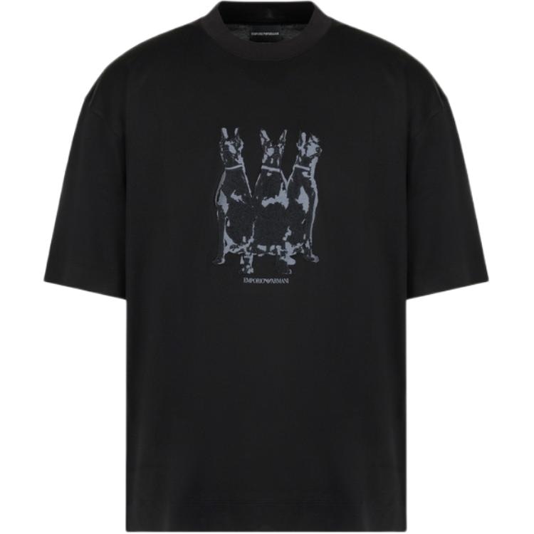 EMPORIO ARMANI/阿玛尼 Emporio Armani FW24 Embroidered Tee Black