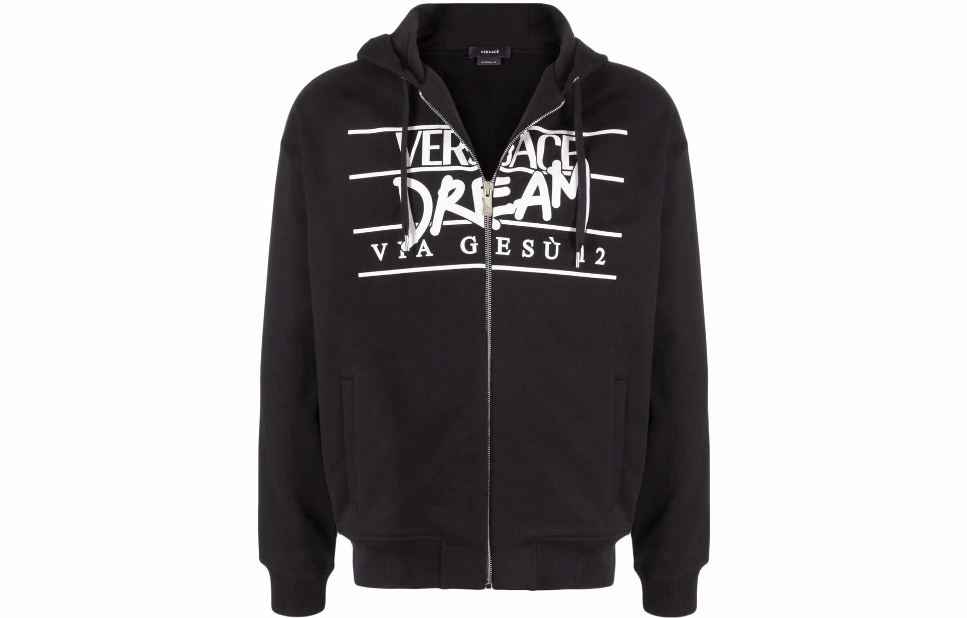 Худи VERSACE/范思哲 Versace SS22 Logo Zip Hoodie Black
