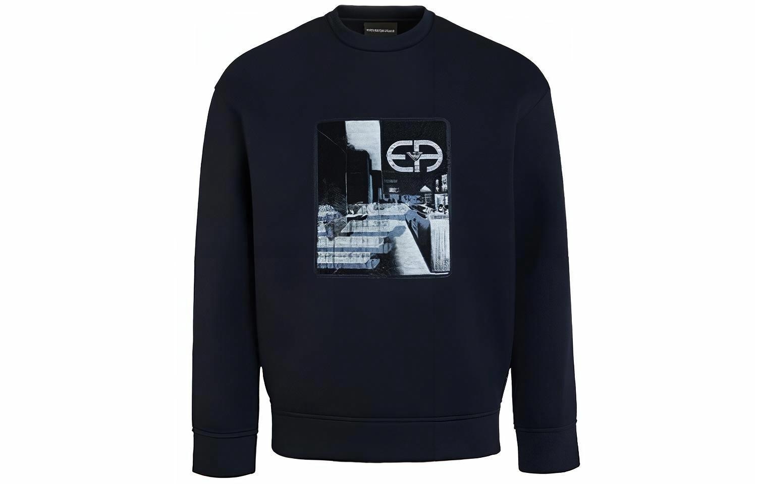 EMPORIO ARMANI/阿玛尼 Emporio Armani Logo Print Crewneck Sweatshirt