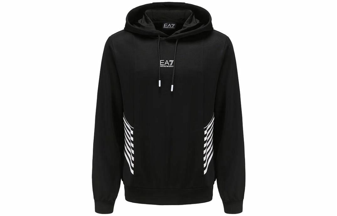 EMPORIO ARMANI/阿玛尼 Emporio Armani Logo Print Hoodie Black