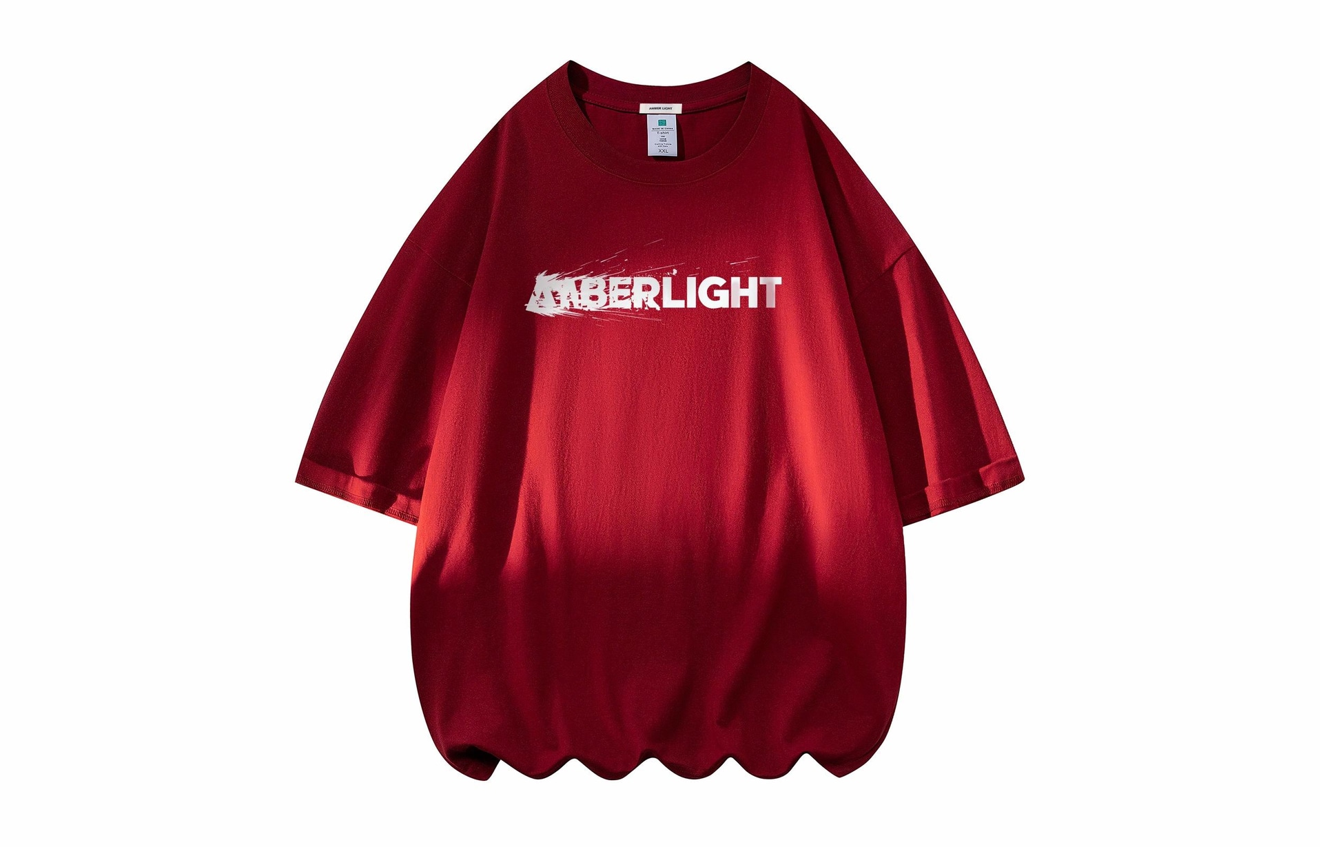 AMBER LIGHT 230g Cotton Oversized Paint Letter Print T-Shirt
