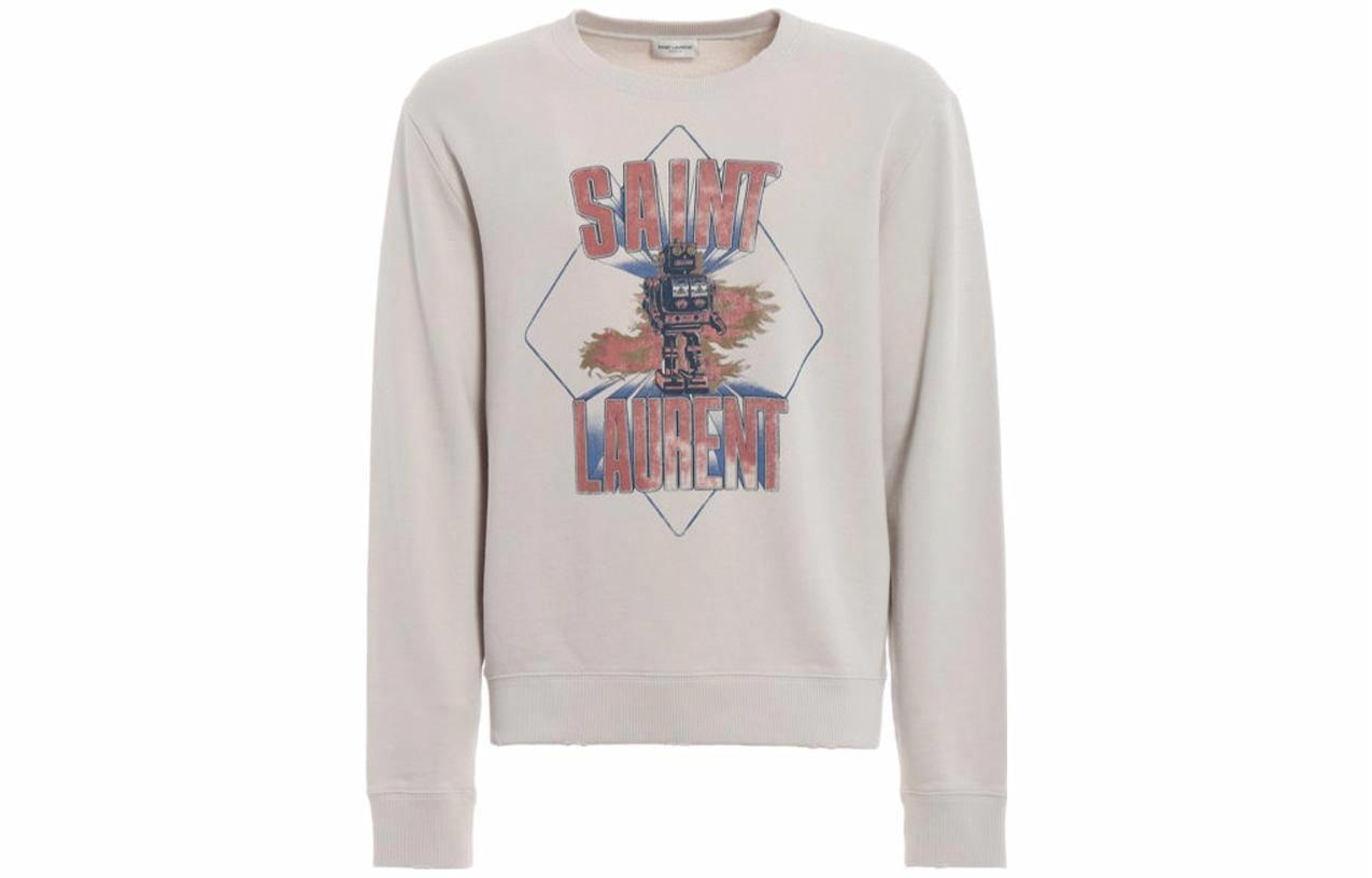 SAINT LAURENT/圣罗兰 Saint Laurent Letter Print Crewneck Sweatshirt White