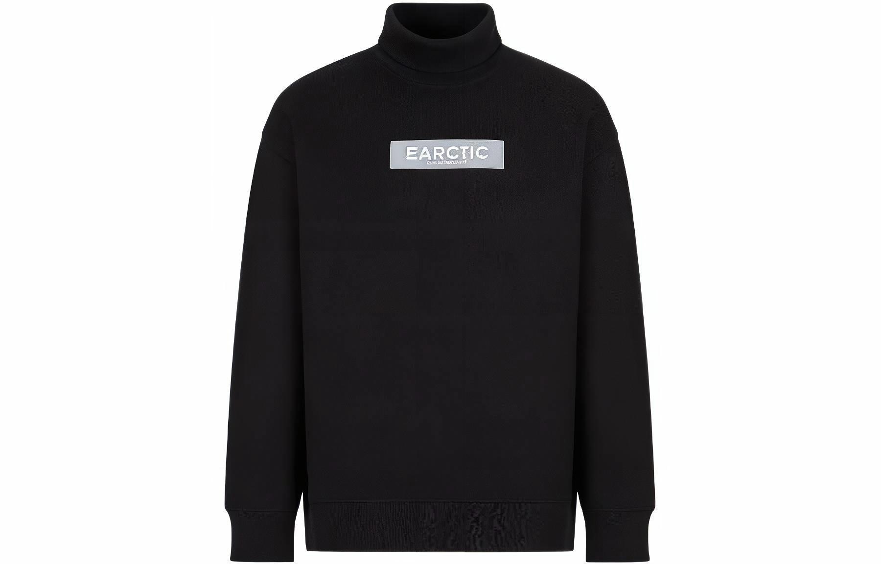 EMPORIO ARMANI/阿玛尼 Emporio Armani FW22 Letter Print Turtleneck Sweatshirt Black