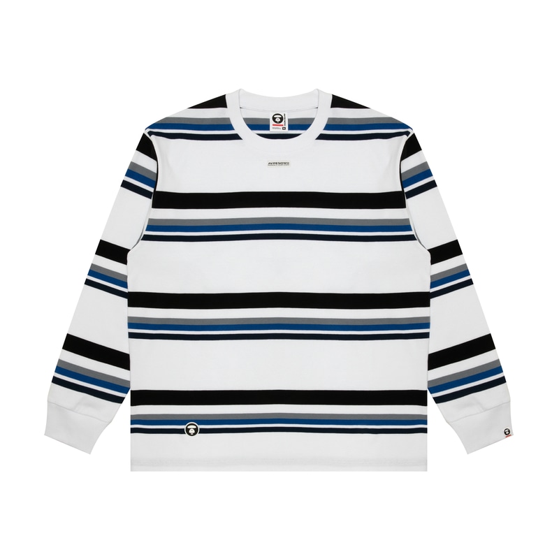 Aape FW24 Striped Long Sleeve Tee Grey