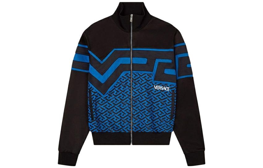 VERSACE/范思哲 Versace Geometric Print Zip Sweatshirt Black