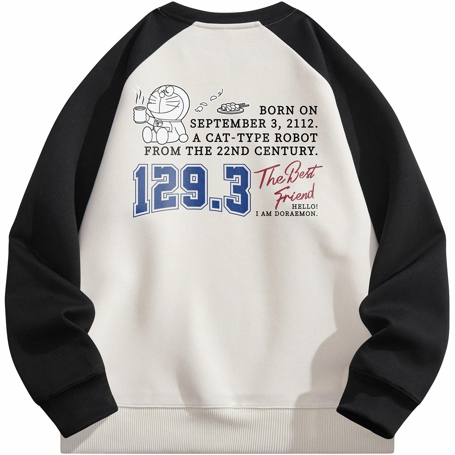 Doraemon/哆啦A梦 Doraemon Cartoon Colorblock Sweatshirt