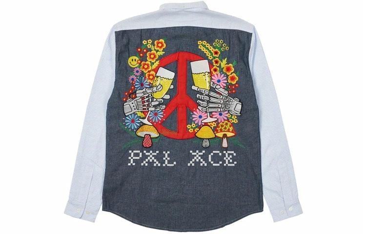 PALACE Colorful Back Anti-War Shirt Long Sleeve Gray